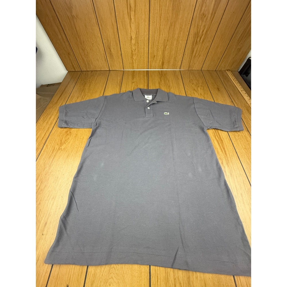 Lacoste Mens Polo Shirt Size 7 Gray Cotton Short Sleeve Classic Casual